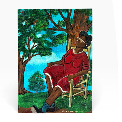 Sallie P Roebuck 12x16 Woman in a Red Dress on Canvas Board WP6518